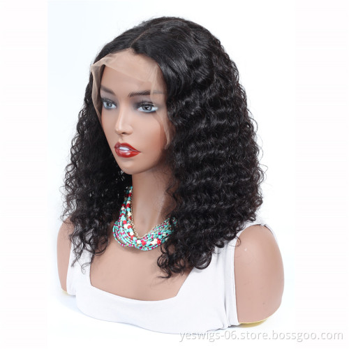 Yeswigs Deep Wave Human Hair Wig 13*4 Lace Front Short Bob, Unprocessed Brazilian Virgin Hair Wig Wet and Wavy